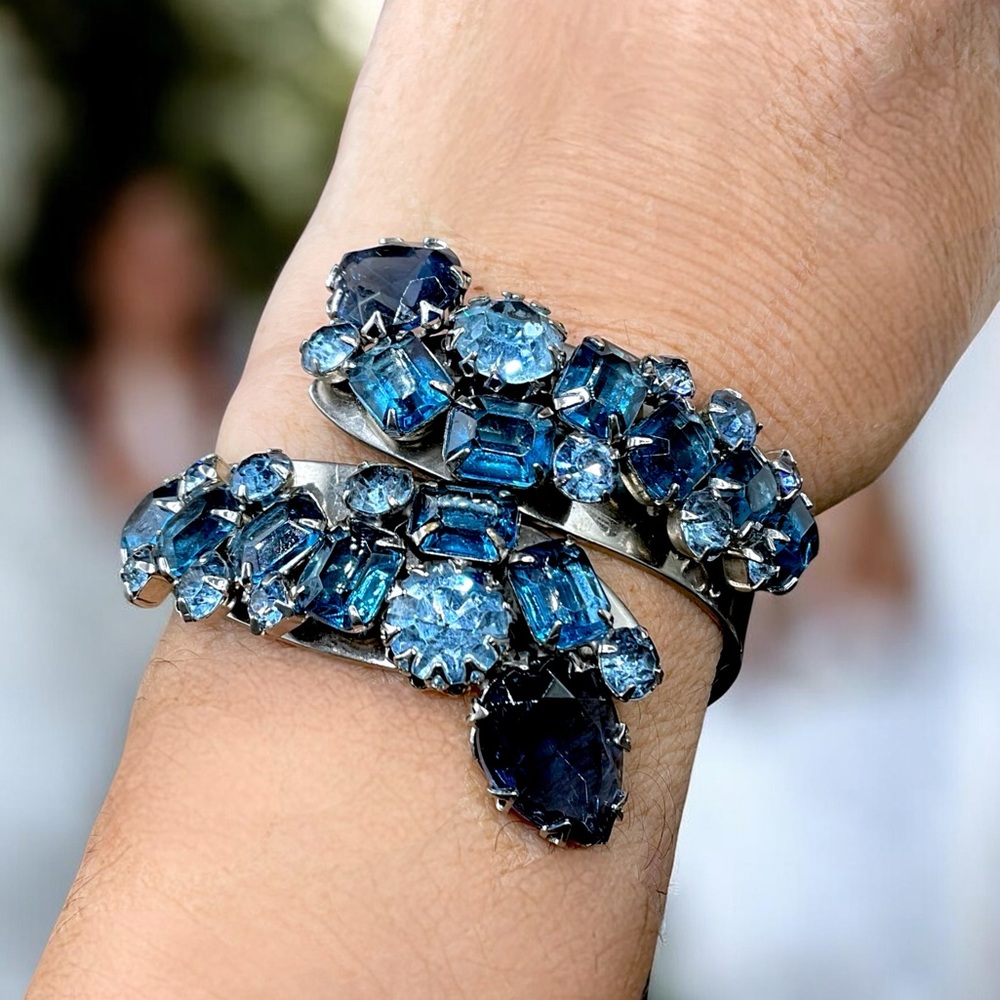 🌺Vintage Alice Caviness Blue Rhinestone Bracelet